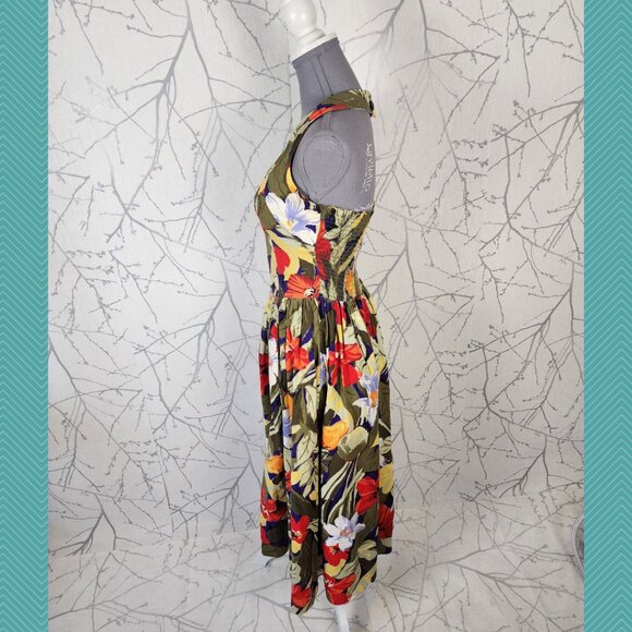 Pantel VTG 1950's Colorful Floral Halter Fit & Flare Dress - Picture 4 of 6